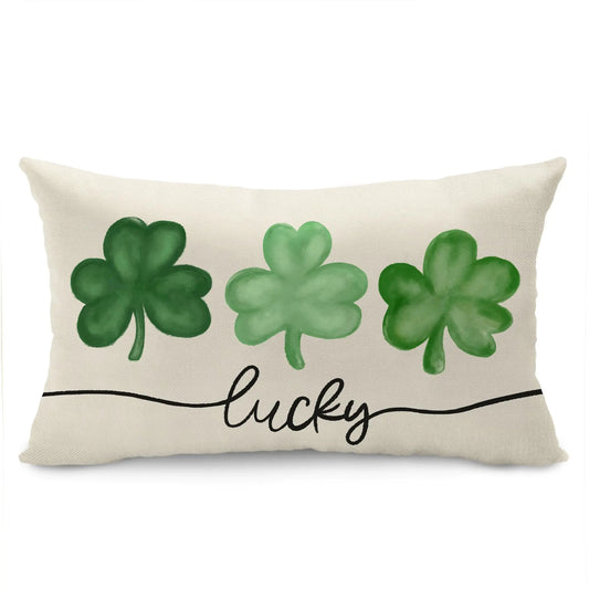 DFXSZ St Patricks Day Pillow Covers 12x20 Plaid and Polka Dots Lucky Clover Decor Throw Pillow Cover St Patricks Cushion Case Decoration for Sofa Home E