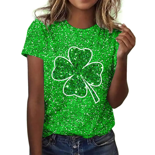 St Patricks Day Clothing Women St PatrickS Day Shirt WomenSt Patricks Day Shirt Women 2025 Casual Short Sleeve Graphic Green Shirts Irish Shamrock T Shirt BlouseSt Patricks Day 010GreenX-Large