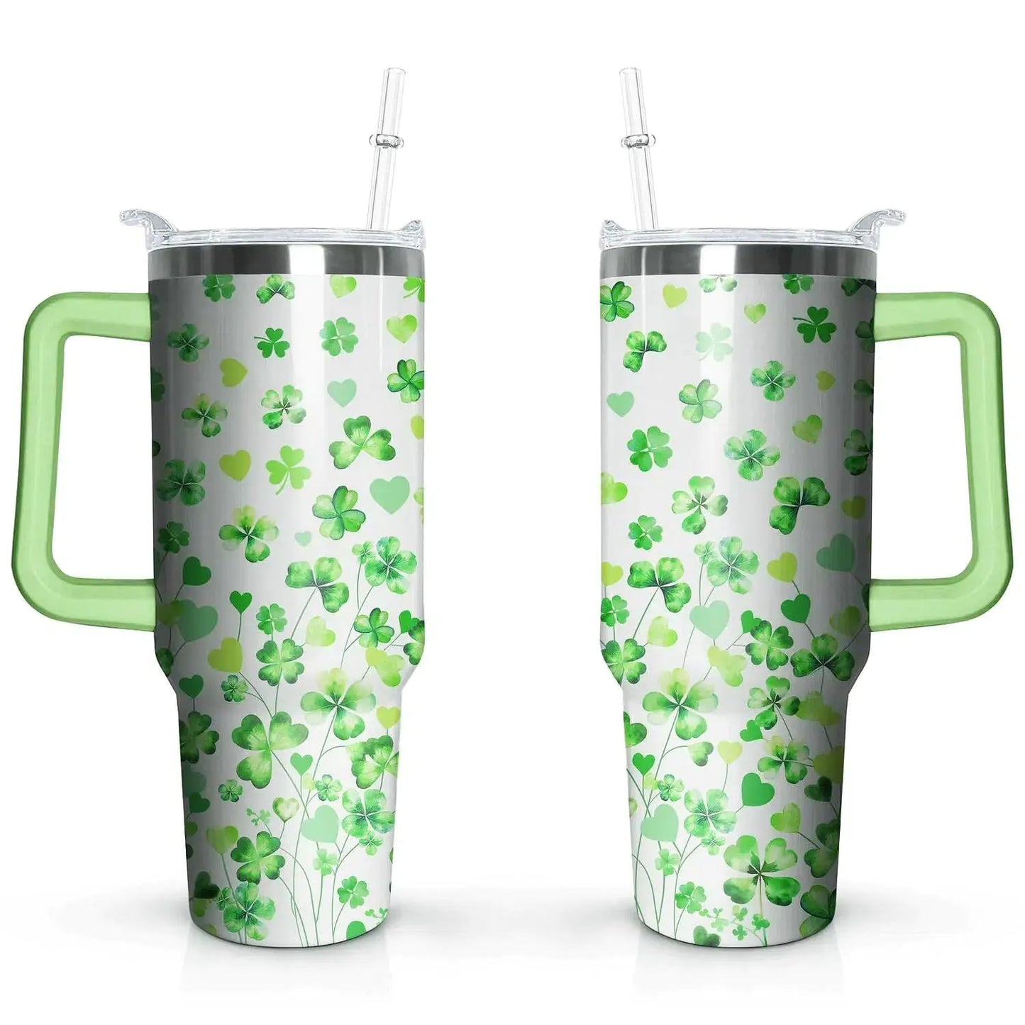 aienssfwe 40oz St Patricks Day Tumbler St Patricks Day Tumbler Green White Shamrocks Lucky Irish Gifts for Women Men Stainless Steel Double Walled Vacuum Cup