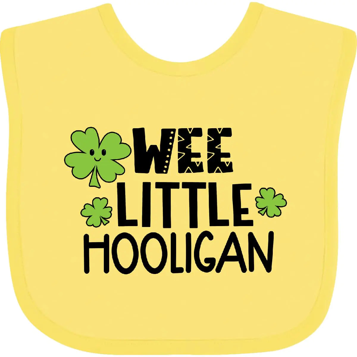 inktastic St. Patricks Day Wee Little Hooligan with Clovers Baby Bib Banana 3a306