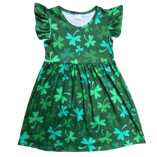 JONGOS Girls St Patricks Day Dress - Green Shamrock Dress for Toddler and Little Girls 6-7Y