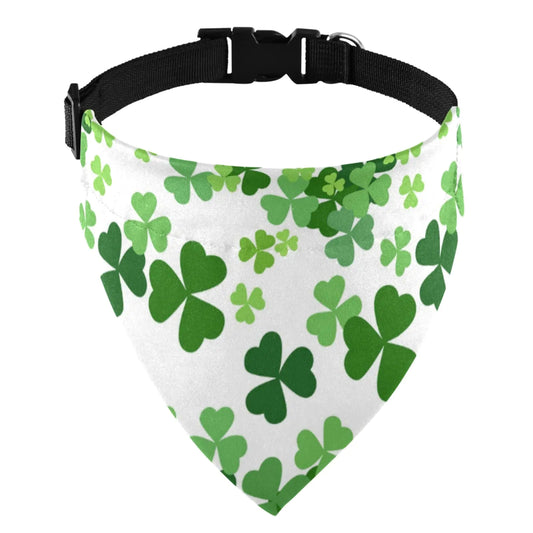 St. Patricks Day Dog Bandanas with Adjust Buckle Lucky Clover Shamrocks Pet Triangle Scarf Washable Dog Bandana Collar